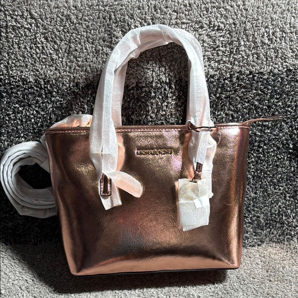 Michael Kors Gold Tote Bag with Metallic Finish